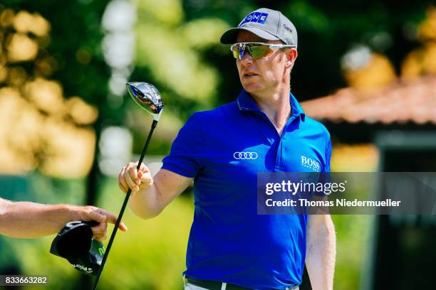 Mikko Ilonen of Finnland is seen of day one of the Saltire Energy Paul Lawrie Matchplay at Golf Resort Bad Griesbach on August 17, 2017 in Passau,...