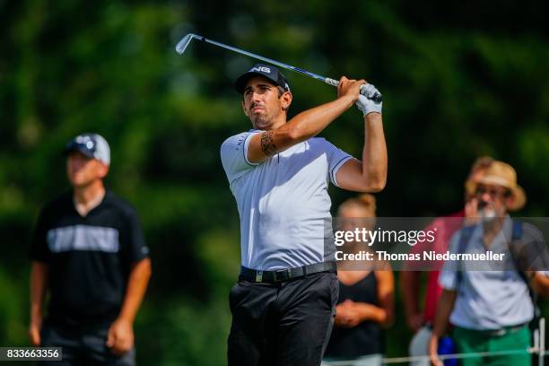 Matthieu Pavon of France is seen at day one of the Saltire Energy Paul Lawrie Matchplay at Golf Resort Bad Griesbach on August 17, 2017 in Passau,...