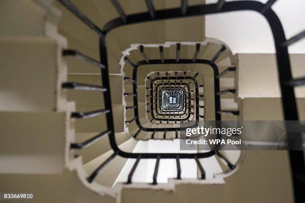 General view looking up the spiral staircase within the Elizabeth Tower, consisting of 334 steps, ahead of the bell ceasing to chime on Monday at the...