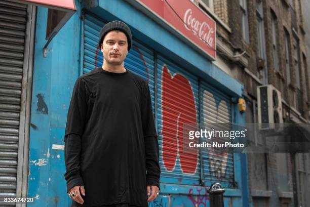 Italian thechno DJ and producer Francesco Orcese, commonly known as Richey V is portraited in Shoreditch, London on August 17, 2017. Richey V is a...