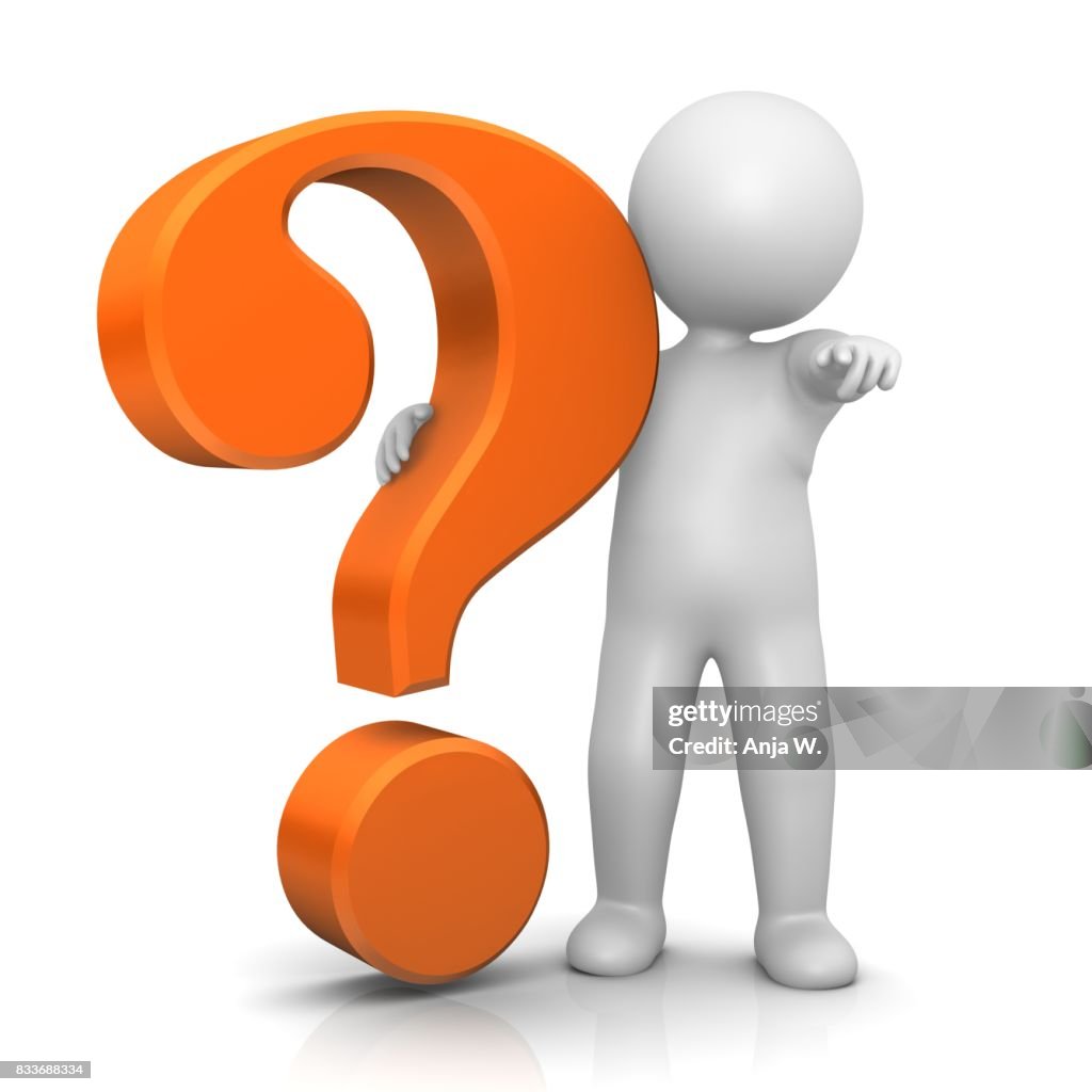 Question Pointing Question Mark 3d Orange Pointing Stickman To Camera Interrogation Point ...