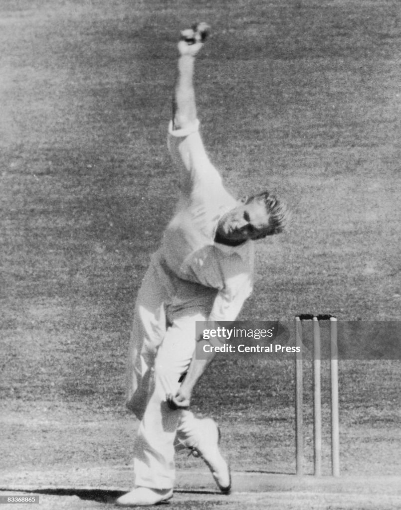 Australian fast bowler Gordon Rorke in action against England during ...