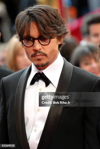 Johnny Depp arrives at the 80th annual Academy Awards at the Kodak Theatre on February 24, 2008 in Los Angeles, California.