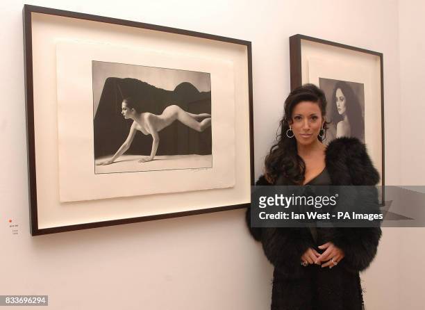 Nancy Dell'Ollio attends a private view of John Swannell's Nudes exhibition at Hoopers Gallery in central London.