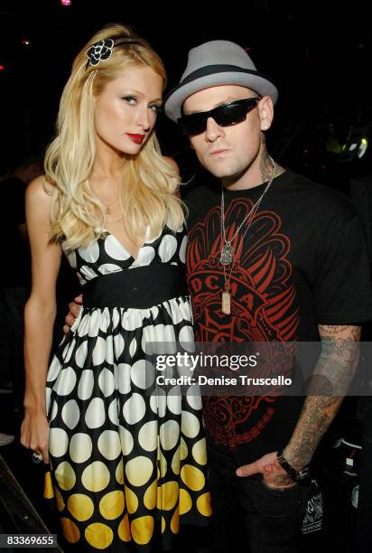 Paris Hilton and Benji Madden attend The Bank Nightclub in The Bellagio Hotel and Casino on August 31, 2008 in Las Vegas, Nevada.