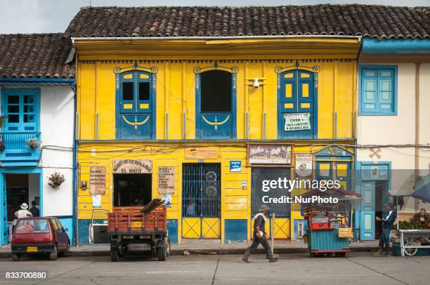 Street scene in the historic city center of Salento, Colombia. Photo taken 27 January 2012.