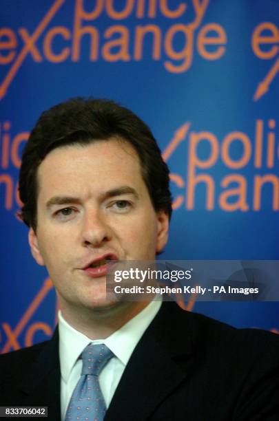 Shadow Chancellor George Osborne delivers a speech on 'The emerging battle for public service reform' at the Ideas Space, Policy Exchange in central...