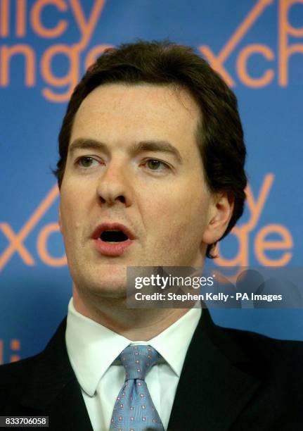 Shadow Chancellor George Osborne delivers a speech on 'The emerging battle for public service reform' at the Ideas Space, Policy Exchange in central...