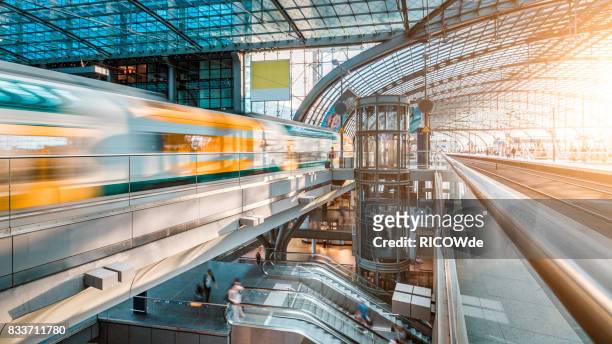 modern railway station - high speed train germany stock pictures, royalty-free photos & images