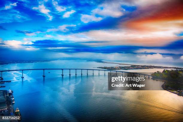 san diego coronado bay bridge at dusk - costa diego imagens e fotografias de stock