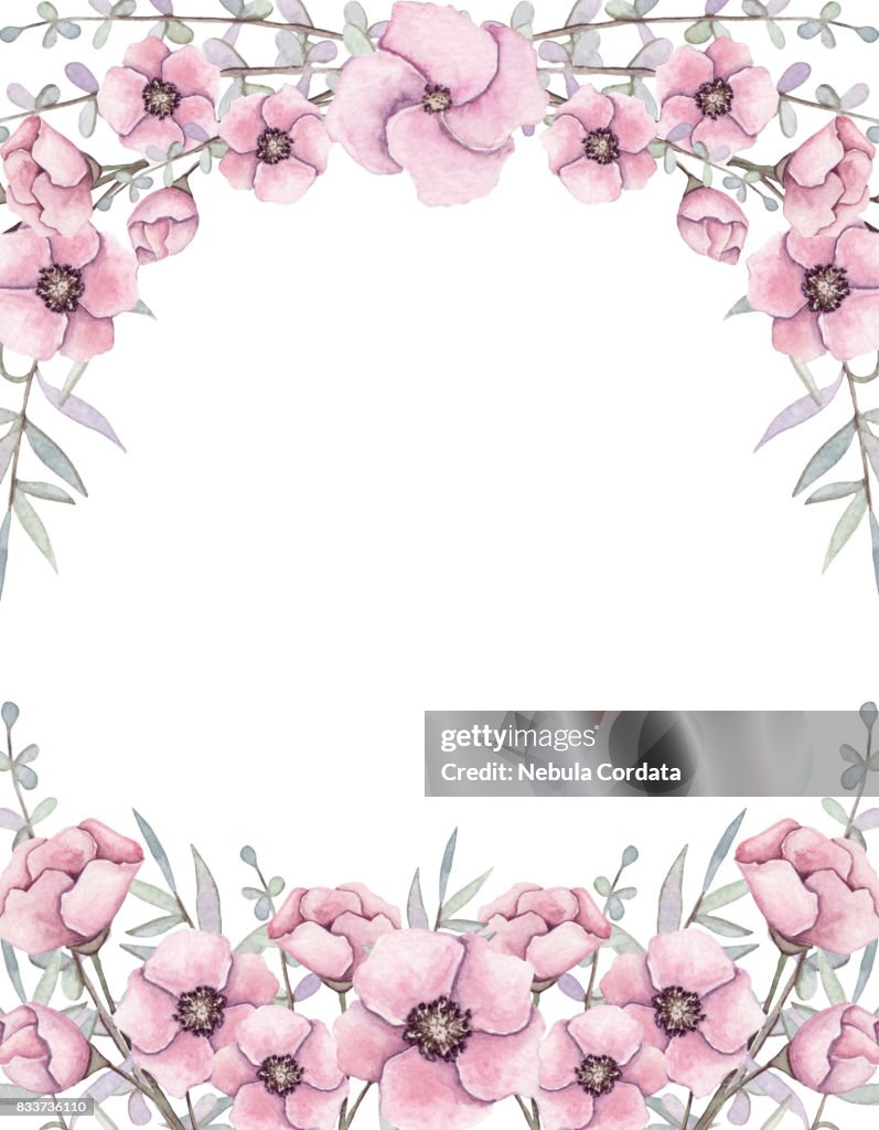 Marco Floral Con Flores En Colores Pastel Ilustración de stock - Getty  Images
