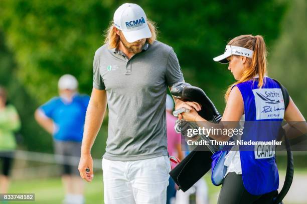 Johan Carlsson of Sweden is seen during day one of the Saltire Energy Paul Lawrie Matchplay at Golf Resort Bad Griesbach on August 17, 2017 in...