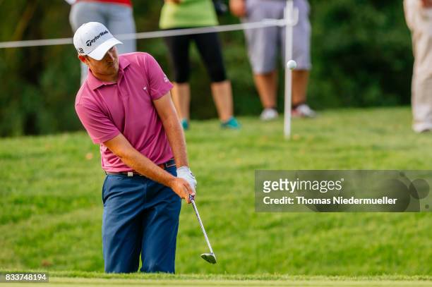 Daniel Brooks of England is seen during day one of the Saltire Energy Paul Lawrie Matchplay at Golf Resort Bad Griesbach on August 17, 2017 in...