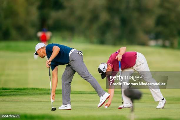 Tom Lewis of England and Richie Ramsay od Scottland are seen during day one of the Saltire Energy Paul Lawrie Matchplay at Golf Resort Bad Griesbach...