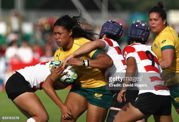 Kayla Sauvao of Austalia in action uring the Women's Rugby World Cup Pool C match between Australia and Japan at Billings Park UCD on August 17, 2017...