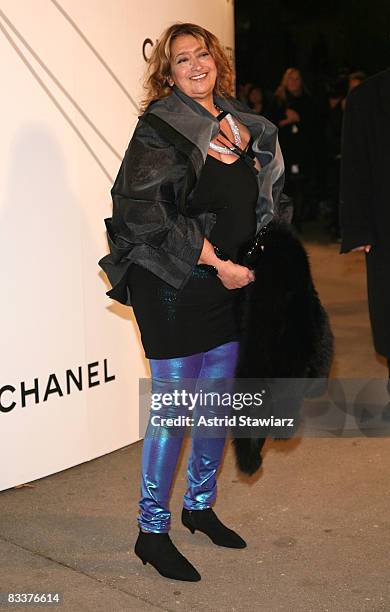 Architect Zaha Hadid attends the opening party for Mobile Art: CHANEL Contemporary Art Container by Zaha Hadid at Rumsey Playfield, Central Park on...