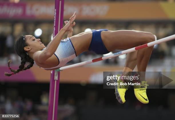 16th IAAF World Championships: Great Britian Katarina Johnson-Thompson in action during Women's High Jump Final at Olympic Stadium. London, England...