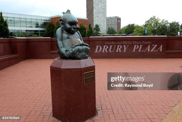 Billiken' statue sits in Drury Plaza outside Chaifetz Arena, home of the St. Louis University Billikens men's and women's basketball teams in St....