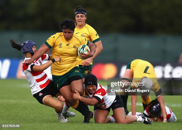 Hillisha Samoa of Australia charges up field during the Women's Rugby World Cup Pool C match between Australia and Japan at Billings Park UCD on...