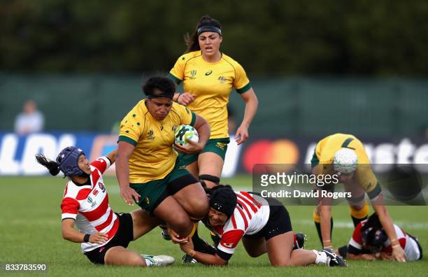 Hillisha Samoa of Australia charges up field during the Women's Rugby World Cup Pool C match between Australia and Japan at Billings Park UCD on...