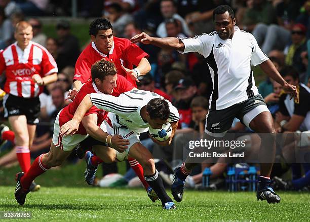 Sitiveni Sivivatu of the All Blacks calls for a pass from team mate Dan Carter during a training match between the New Zealand All Blacks and the New...