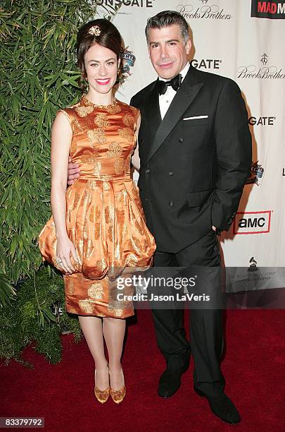 Actress Maggie Siff and actor Bryan Batt attend "A Night on the Town with Mad Men" at the El Rey Theater on October 21, 2008 in Los Angeles,...