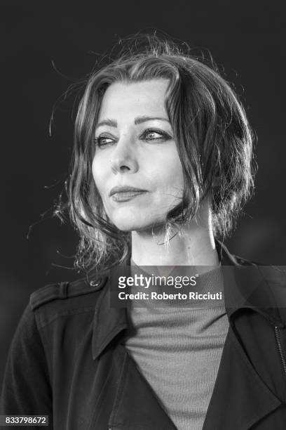 Turkish author, columnist and speaker Elif Shafak attends a photocall during the annual Edinburgh International Book Festival at Charlotte Square...