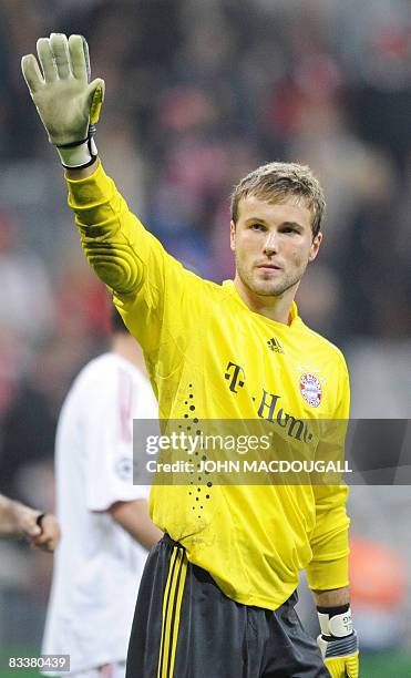 Michael Rensing Bayern Bayern Munich's goalkeeper Michael Rensing cheers the crowd after the ...