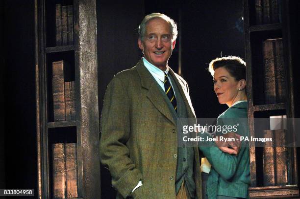 Charles Dance performs as CS Lewis, alongside Janie Dee as Joy Gresham, during a rehearsal of Shadowlands at Wyndham's Theatre, London.