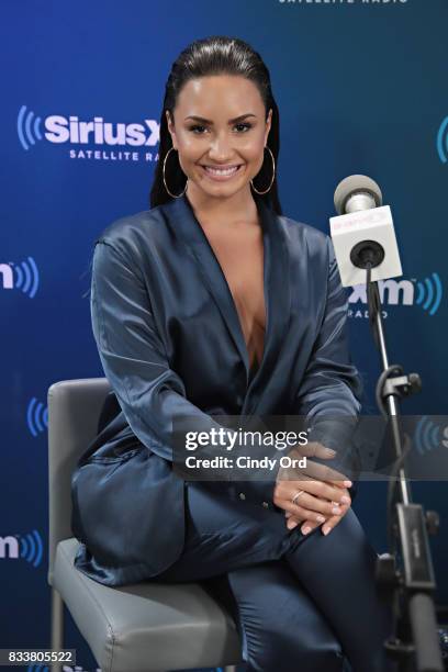 Demi Lovato visits 'The Morning Mash Up' on SiriusXM Hits 1 Channel at the SiriusXM Studios on August 17, 2017 in New York City.