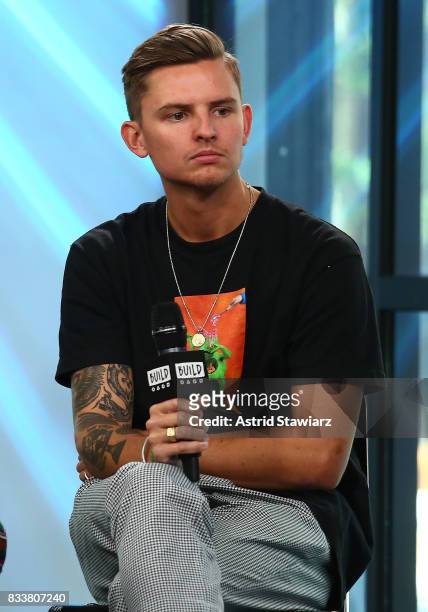 Musician Fil Thorpe-Evans from the pop punk band Neck Deep discusses the album "The Peace and The Panic" at Build Studio on August 17, 2017 in New...
