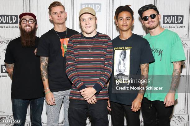 Musicians Matt West, Fil Thorpe-Evans, Ben Barlow, Dani Washington and Sam Bowden from the pop punk band Neck Deep discuss their album 'The Peace and...