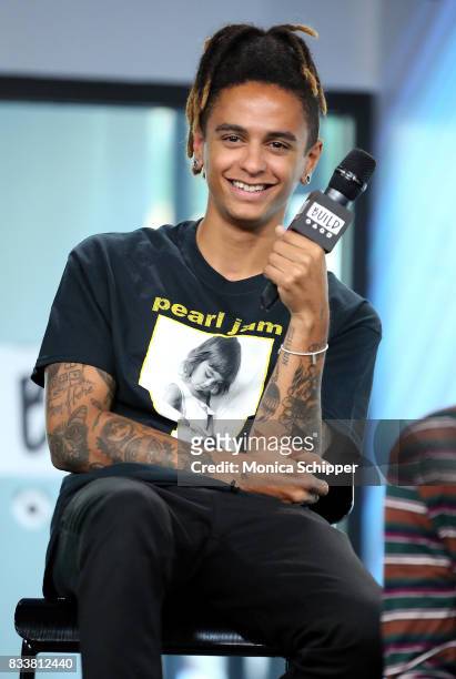 Musician Dani Washington from the pop punk band Neck Deep discusses their album 'The Peace and The Panic' at Build Studio on August 17, 2017 in New...
