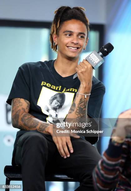 Musician Dani Washington from the pop punk band Neck Deep discusses their album 'The Peace and The Panic' at Build Studio on August 17, 2017 in New...