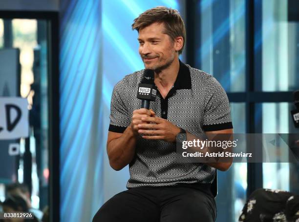 Actor Nikolaj Coster-Waldau discusses the film "Shot Caller" at Build Studio on August 17, 2017 in New York City.