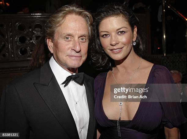 Actor Michael Douglas and wife and actress Catherine Zeta-Jones at the Elie Wiesel Foundation for Humanity to Honor French President Nicolas Sarkozy...