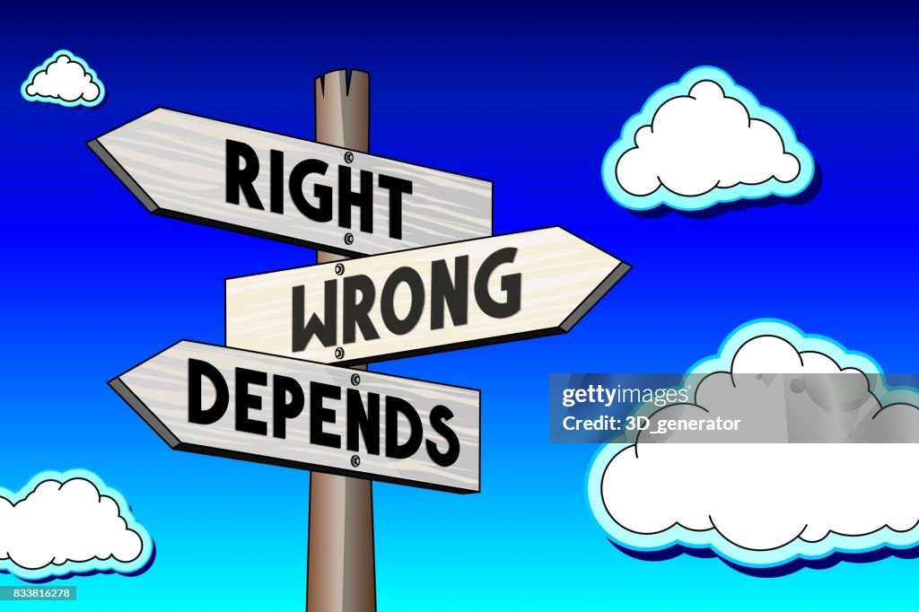 Signpost with three arrows, illustration - choice concept