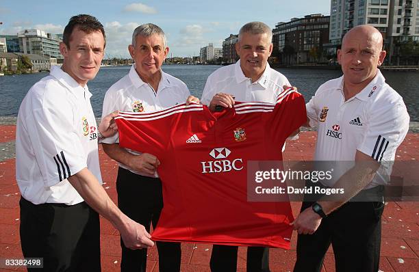 The British and Irish Lions coaching staff comprising Rob Howley, backs coach, Ian McGeechan, head coach, Warren Gatland, forwards coach and defence...