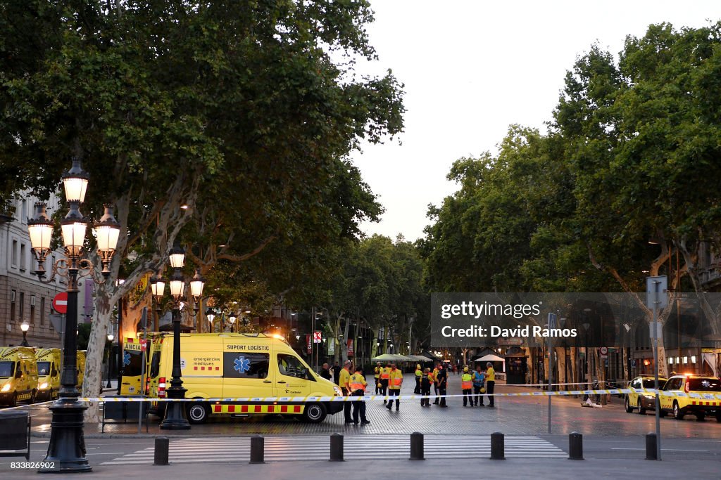 Van Hits Crowds In Barcelona's Las Ramblas