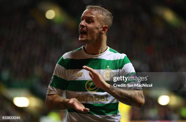 Leigh Griffiths of Celtic is seen during the UEFA Champions League Qualifying Play-Offs Round First Leg match between Celtic FC and FK Astana at...