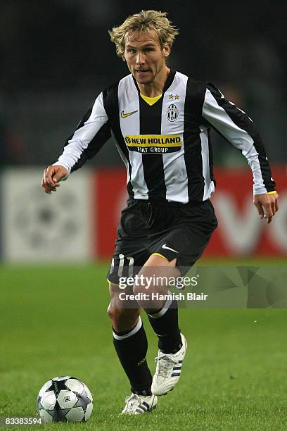 Pavel Nedved of Juventus runs with the ball during the UEFA Champions League Group H match between Juventus and Real Madrid at the Stadio Olimpico on...