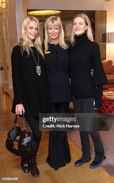 Poppy Delevingne, Pandora Delevingne and Chloe Delevingne attend a tea party for designer Kara Ross at selfridges on October 21, 2008 in London,...