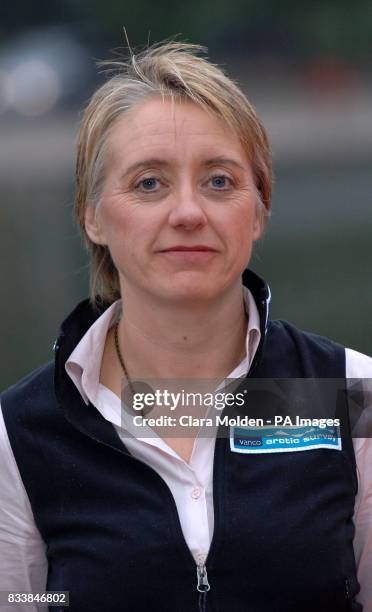 Ann Daniels, one of British explorer Pen Hadow's team is seen as he launches his international scientific survey of Arctic ice cap thickness, next to...