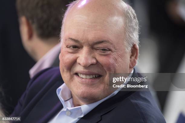 Jim Hackett, president and chief executive officer of Ford Motor Co., smiles during the Ford Motor Co. City Of Tomorrow Symposium in San Francisco,...