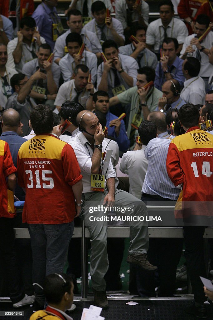 Stock traders negotiate in the iBovespa
