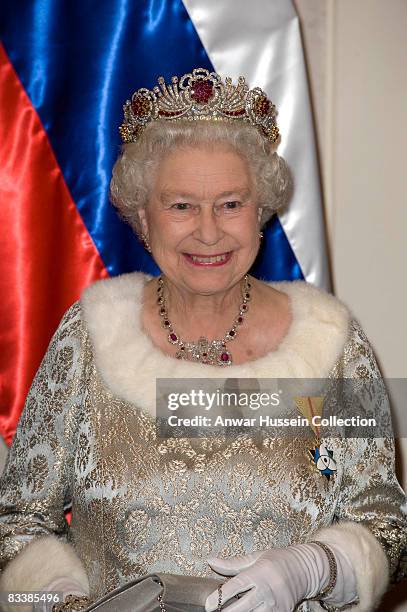 Queen Elizabeth ll attends a State Banquet at Brdo Castle on the first day of a State Visit to Slovenia on October 21, 2008 in Ljubljana, Slovenia.