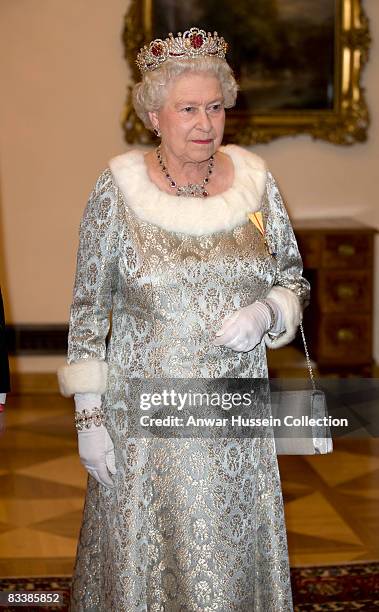 Queen Elizabeth ll attends a State Banquet at Brdo Castle on the first day of a State Visit to Slovenia on October 21, 2008 in Ljubljana, Slovenia.