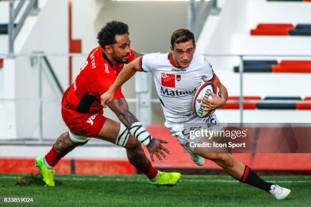 Baptiste Couilloud of Lyon during the pre-season match between Rc Toulon and Lyon OU at Felix Mayol Stadium on August 17, 2017 in Toulon, France.