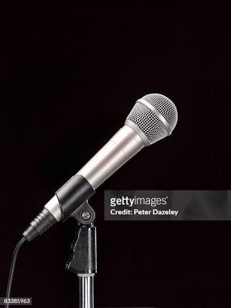 microphone on stand - microphone stand stock pictures, royalty-free photos & images