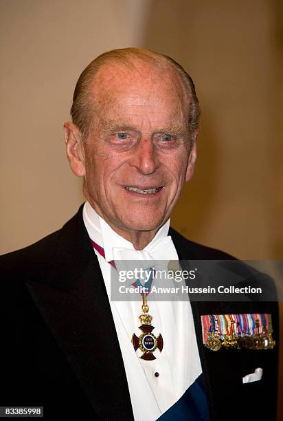 Prince Philip, Duke of Edinburgh attends a State Banquet at Brdo Castle on the first day of a State Visit to Slovenia on October 21, 2008 in...
